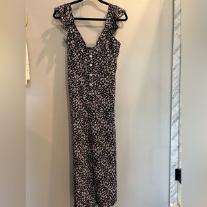 I Saw It First navy blue and white floral romper